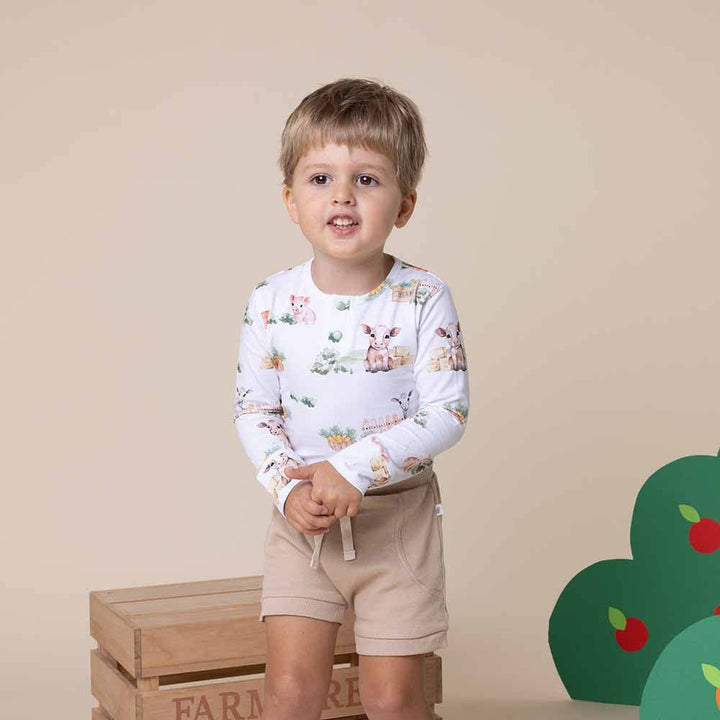 Farm Long Sleeve Organic Bodysuit - The Glamorous Grub
