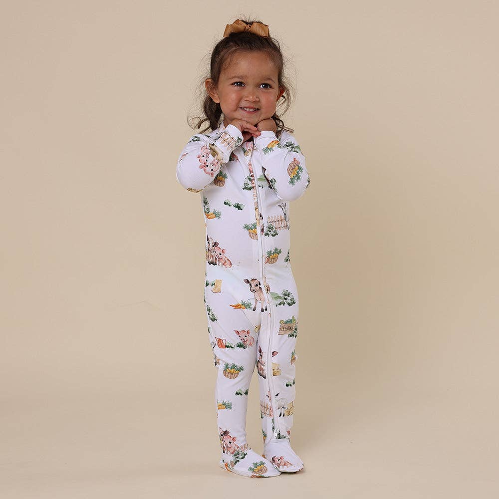 Farm Organic Snuggle Sleepsuit Zip Footie - The Glamorous Grub