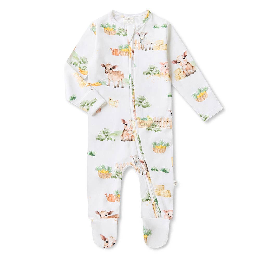 Farm Organic Snuggle Sleepsuit Zip Footie - The Glamorous Grub