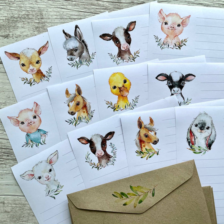 FARMYARD FRIENDS Letter Writing Paper Set - Farm Animals - The Glamorous Grub