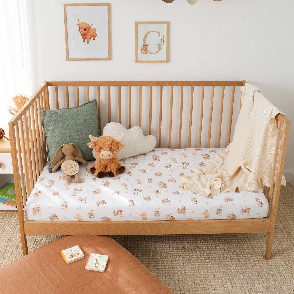 Highland Cows Organic Fitted Cot Sheet