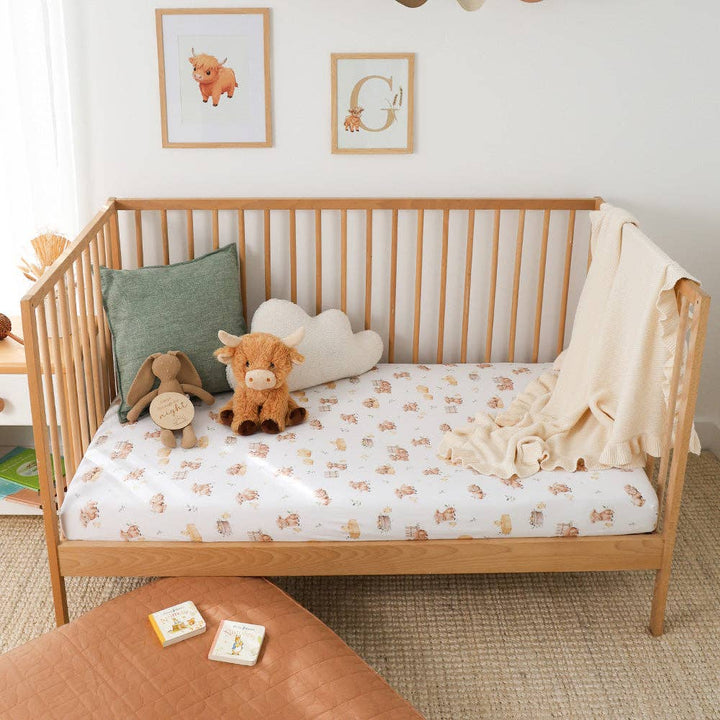 Highland Cows Organic Fitted Cot Sheet