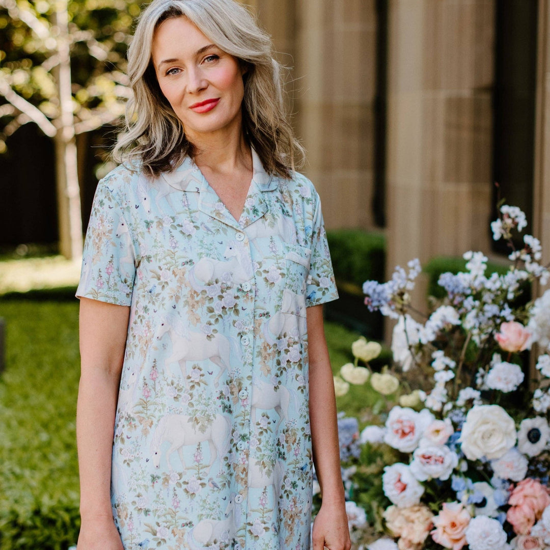 'Field Of Dreams' Dreamweaver Night Shirt - Soft Aqua - The Glamorous Grub
