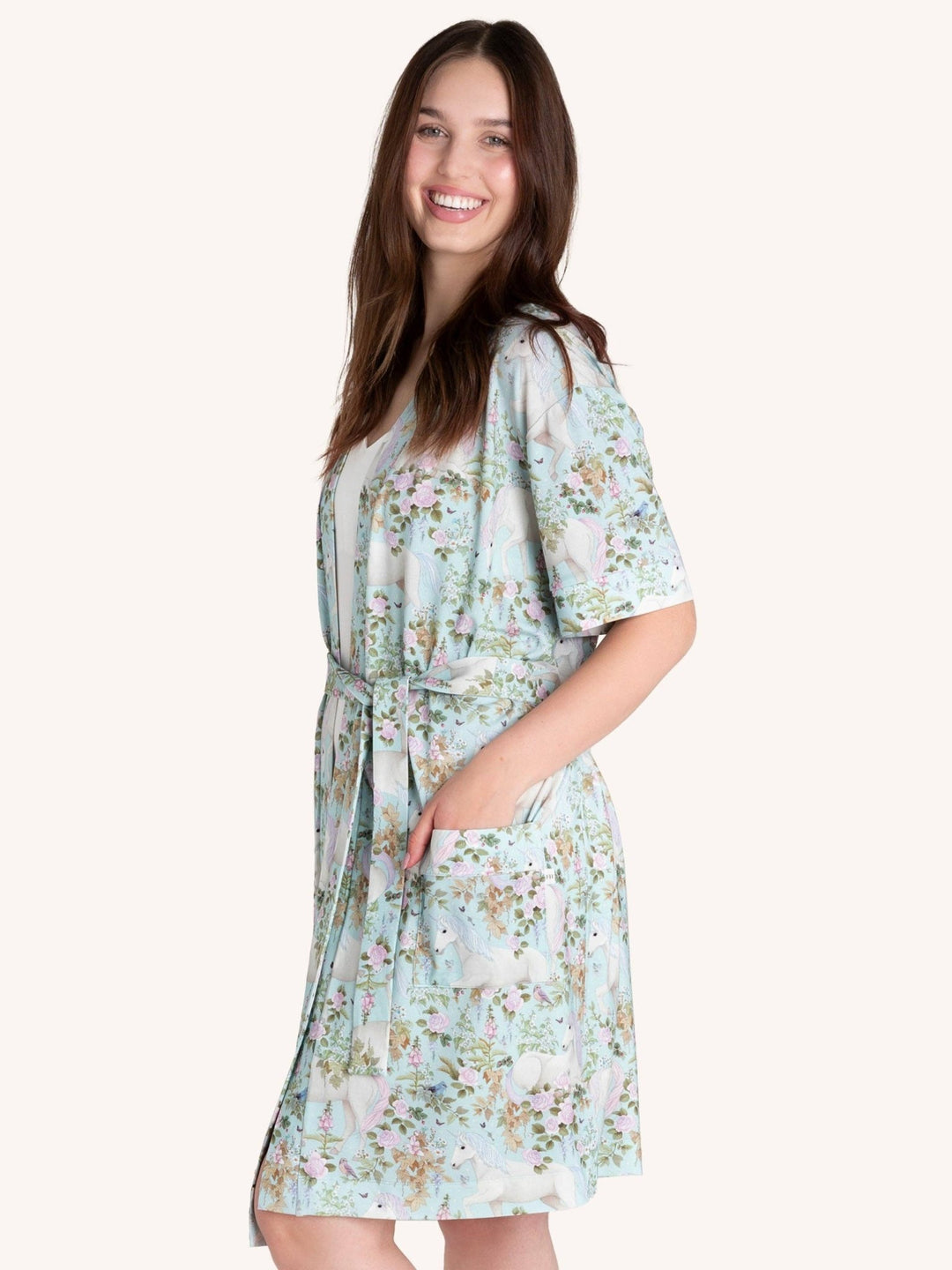 'Field Of Dreams' Enchanted Robe - Soft Aqua - The Glamorous Grub