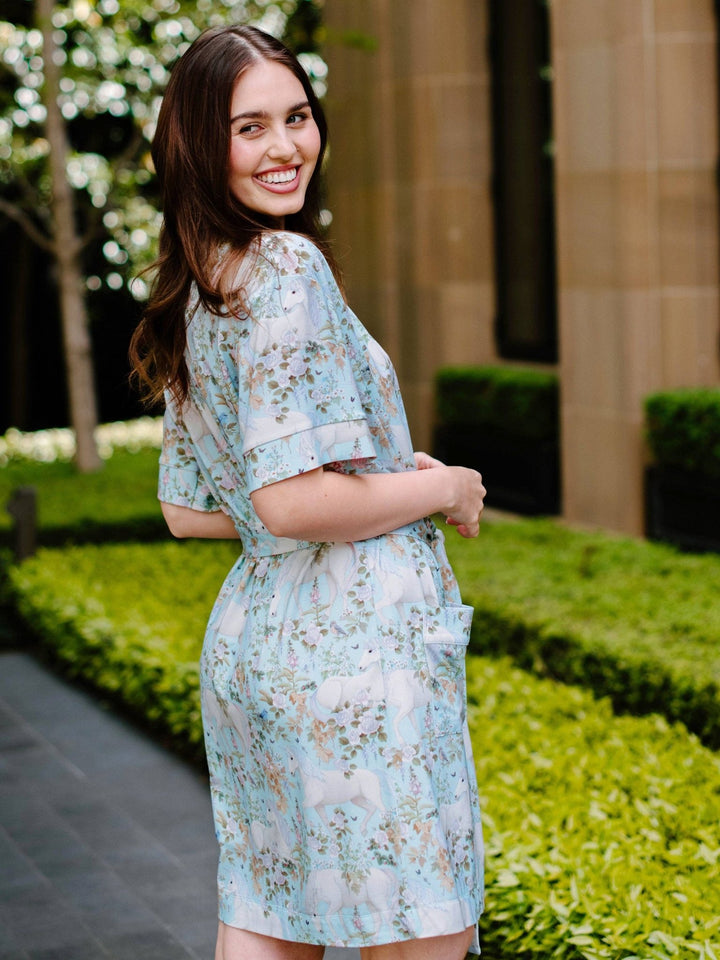 'Field Of Dreams' Enchanted Robe - Soft Aqua - The Glamorous Grub