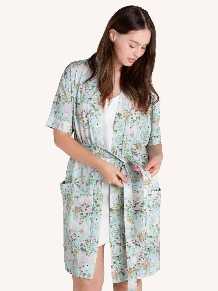 'Field Of Dreams' Enchanted Robe - Soft Aqua - The Glamorous Grub