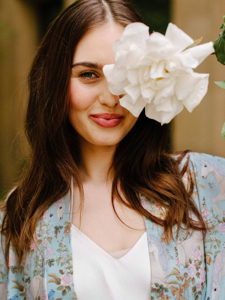 'Field Of Dreams' Enchanted Robe - Soft Aqua - The Glamorous Grub