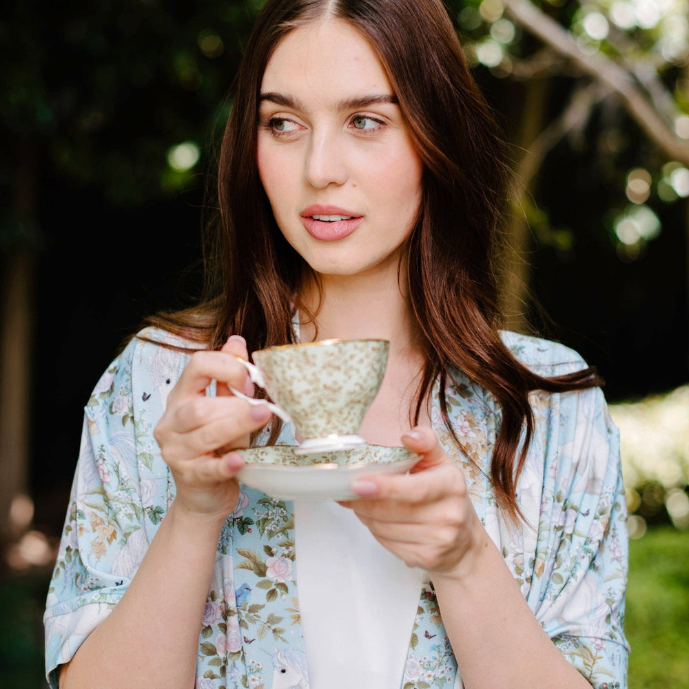 'Field Of Dreams' Enchanted Robe - Soft Aqua - The Glamorous Grub