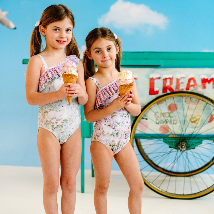 'Field of Dreams' One Piece Swimsuit - Soft Aqua - The Glamorous Grub