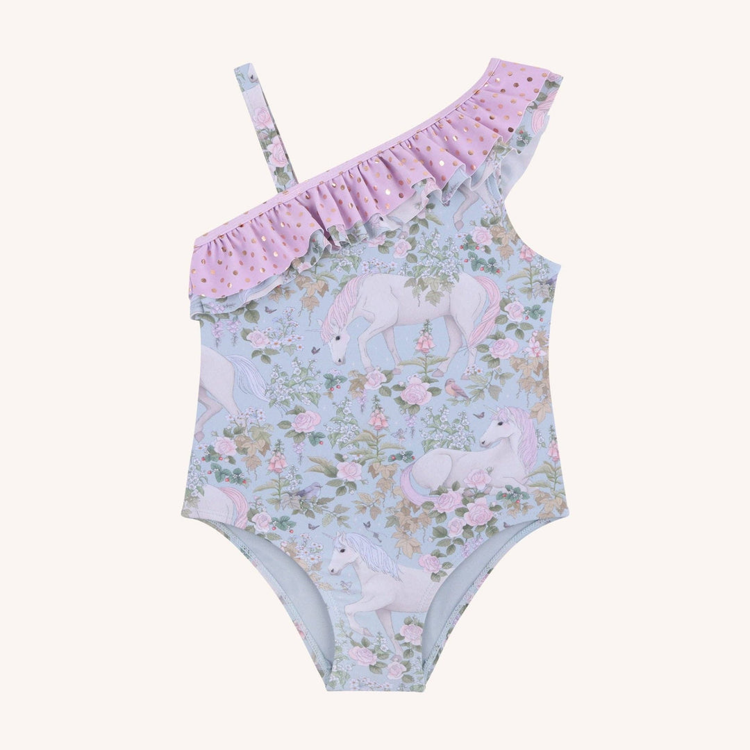 'Field of Dreams' One Piece Swimsuit - Soft Aqua - The Glamorous Grub
