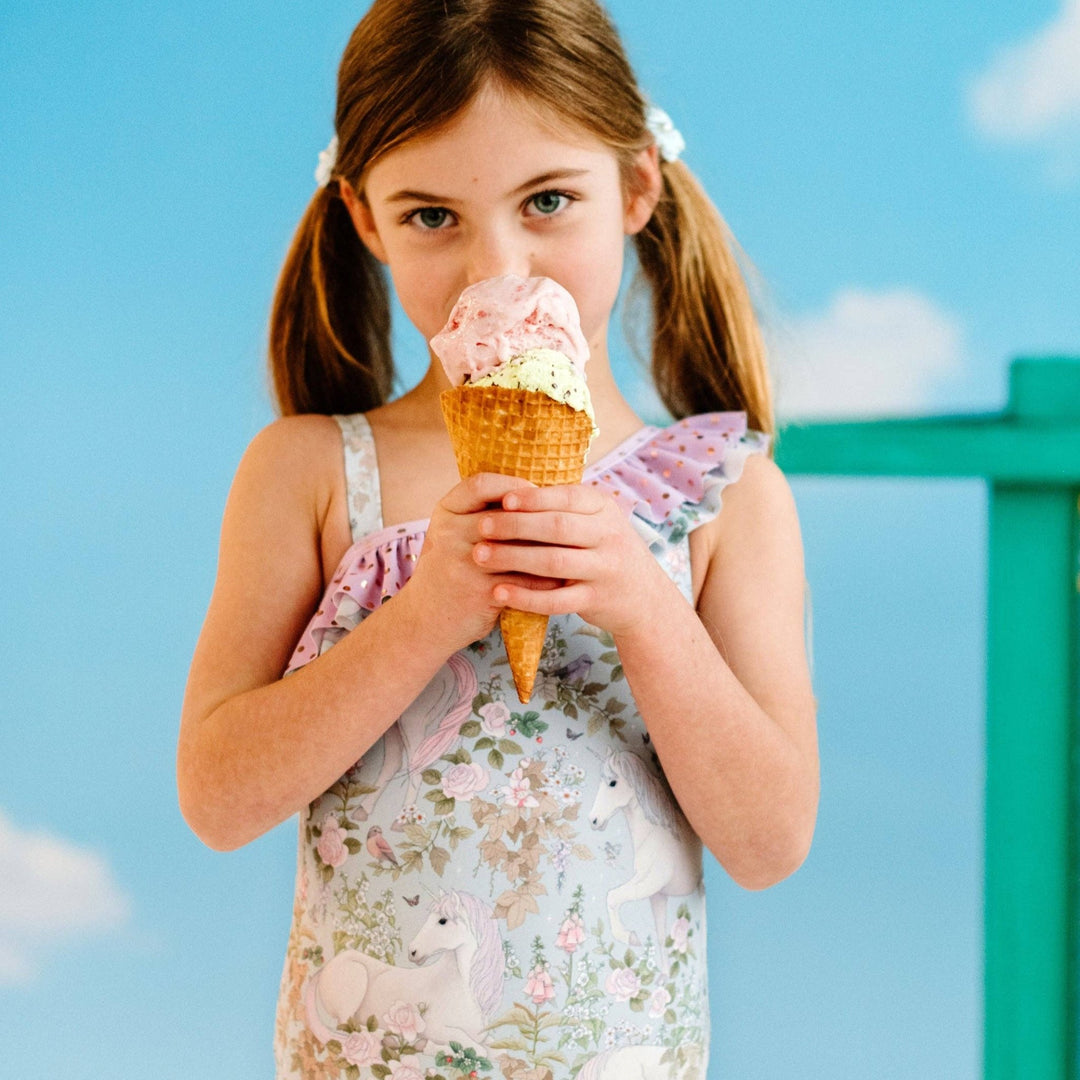 'Field of Dreams' One Piece Swimsuit - Soft Aqua - The Glamorous Grub