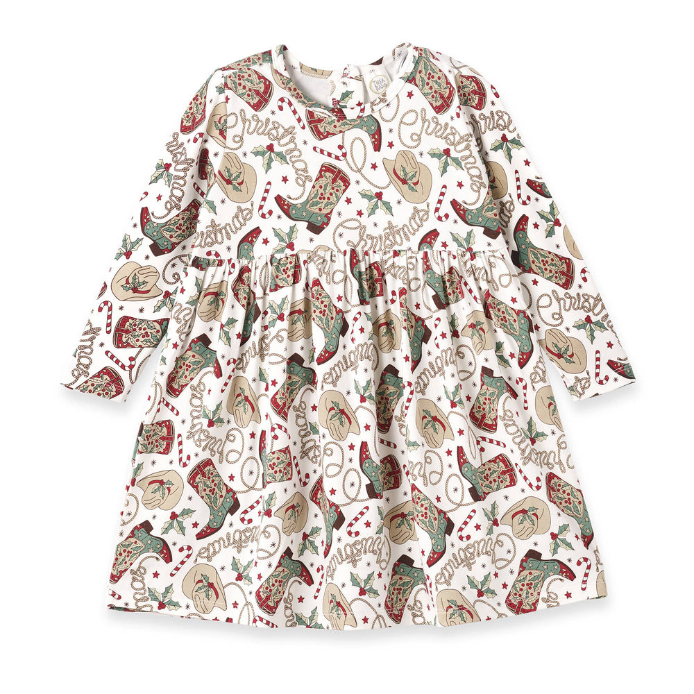 Girls Christmas Boots Bamboo Dress - The Glamorous Grub