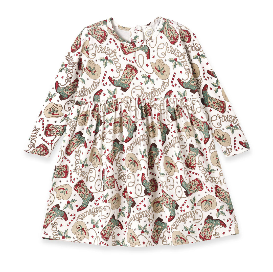 Girls Christmas Boots Bamboo Dress - The Glamorous Grub
