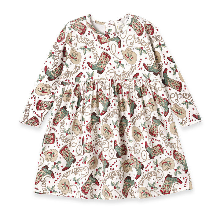 Girls Christmas Boots Bamboo Dress - The Glamorous Grub