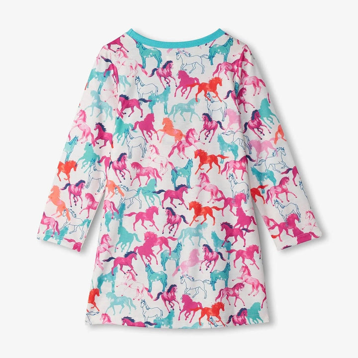 Girls Pink Horses Bamboo Night Gown - The Glamorous Grub