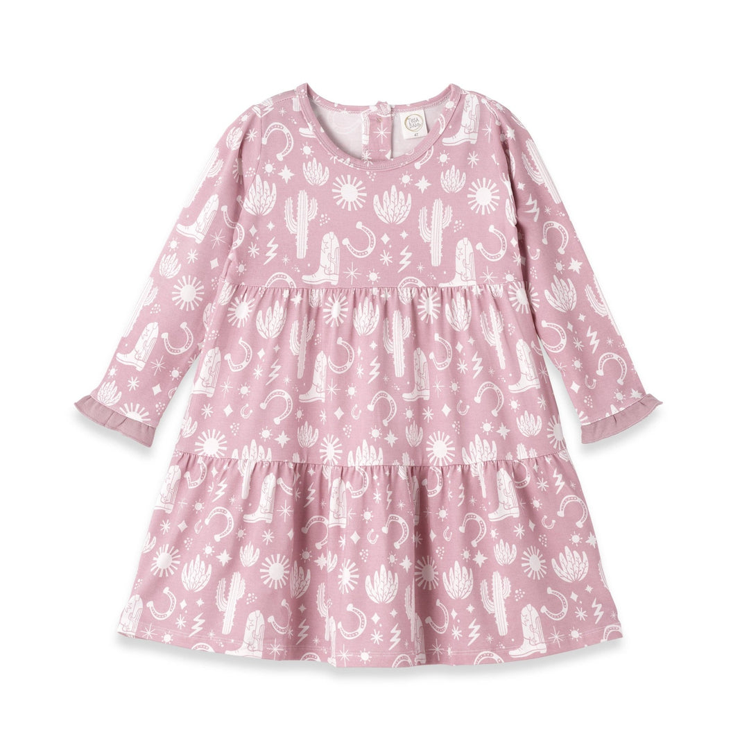 Girl's Wild West/Pink Bamboo Tiered Dress - The Glamorous Grub