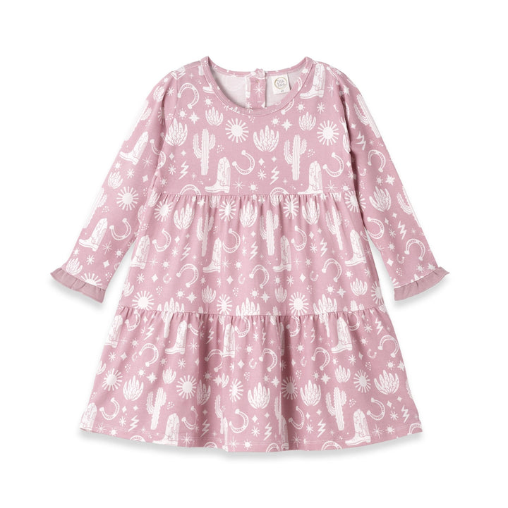 Girl's Wild West/Pink Bamboo Tiered Dress - The Glamorous Grub