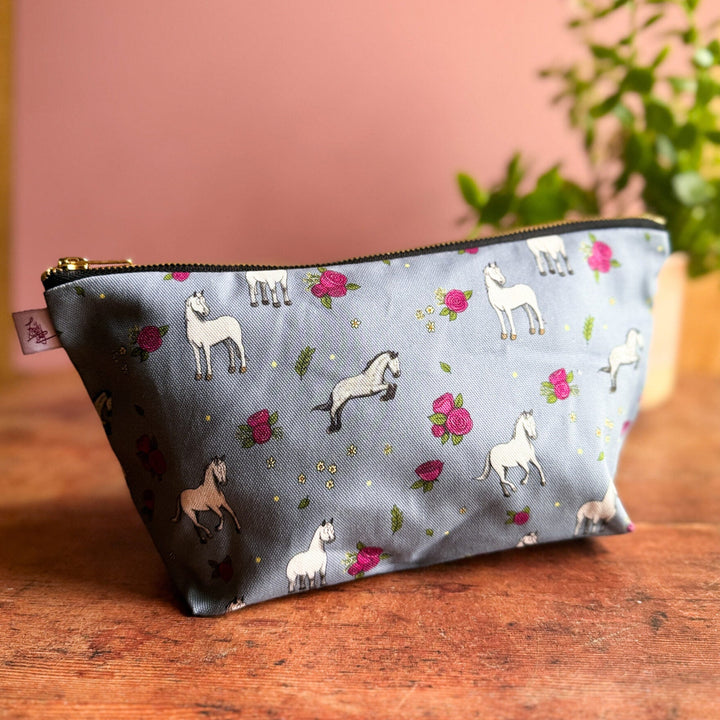 "Grey Horse’ Wash Bag / Make Up Bag / Pencil Case