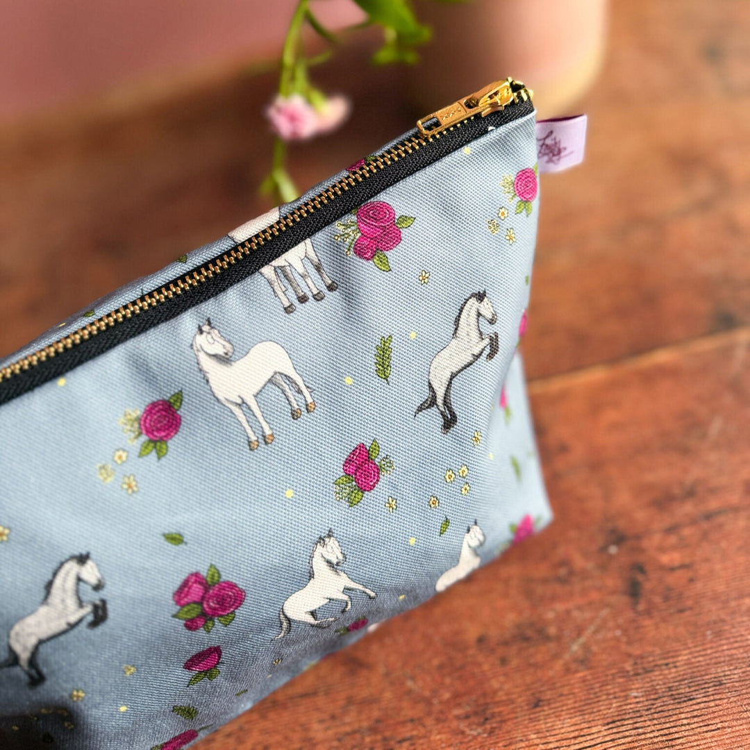"Grey Horse’ Wash Bag / Make Up Bag / Pencil Case