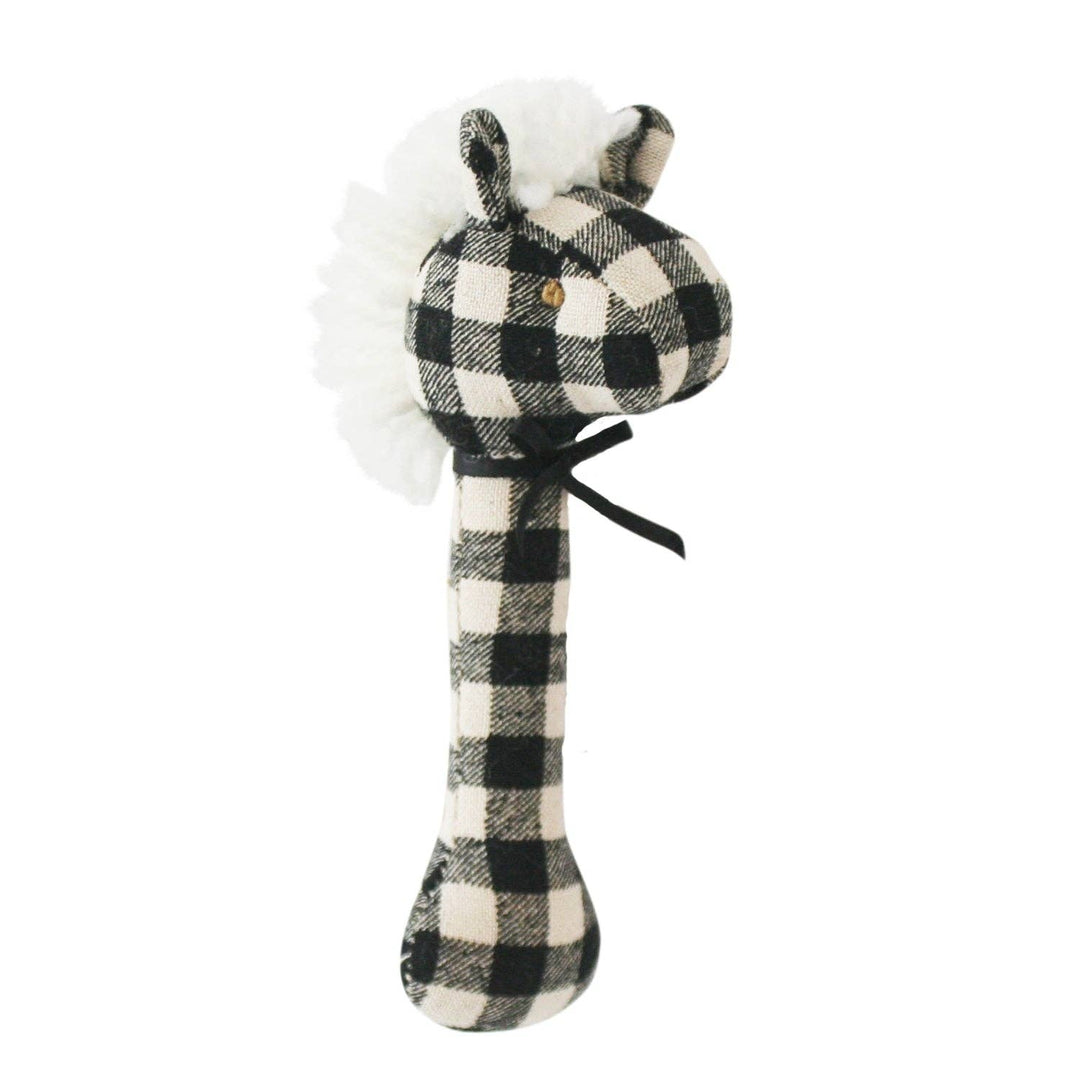 Horse Stick Rattle Black Check - The Glamorous Grub