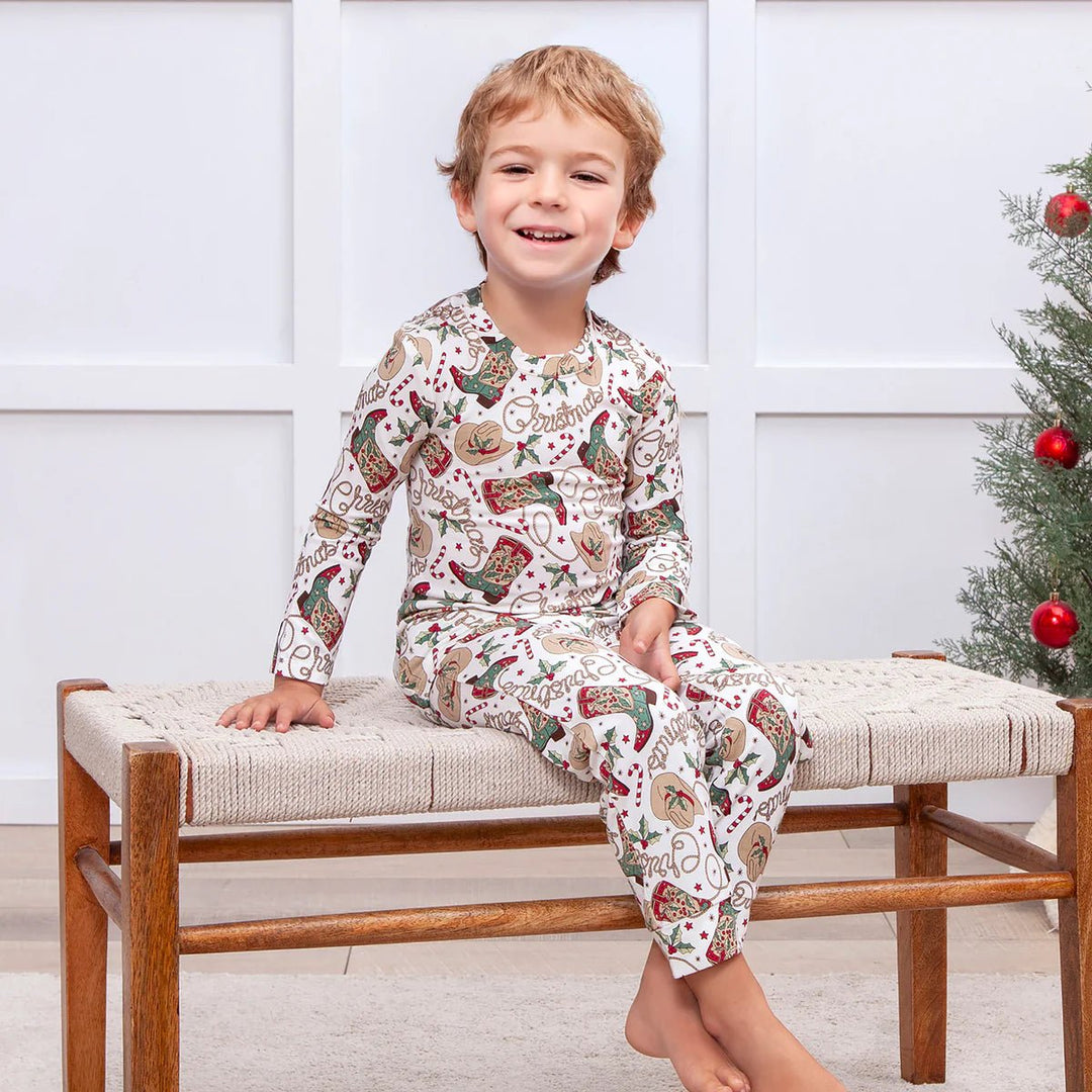 Kids Christmas Boots Pajamas - The Glamorous Grub