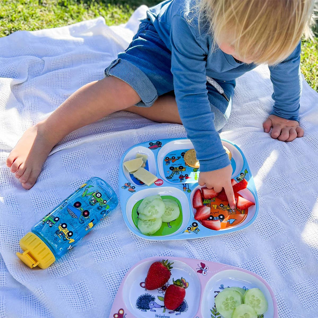 Kids Trucks Divider Plate - The Glamorous Grub