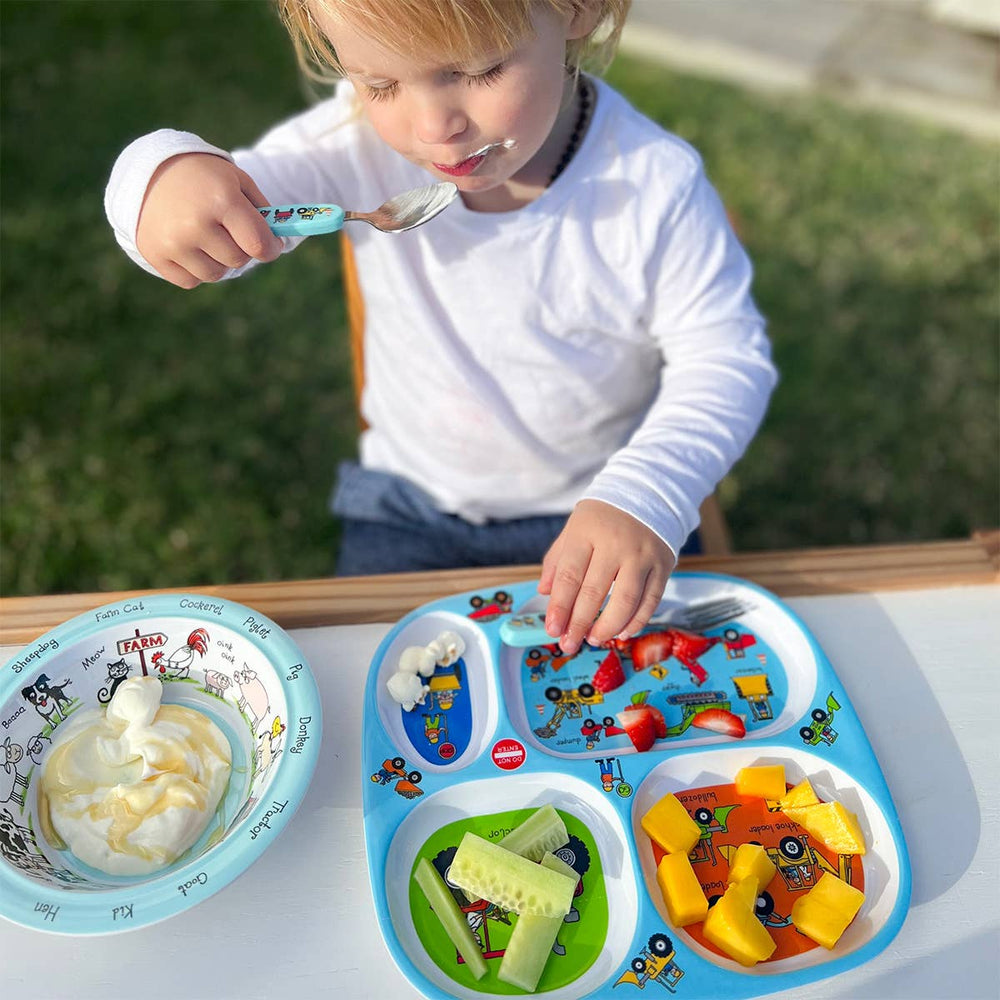 Kids Trucks Divider Plate - The Glamorous Grub
