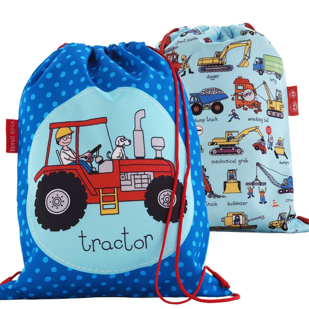 Kids Trucks Waterproof Drawstring Bag - Recycled! - The Glamorous Grub