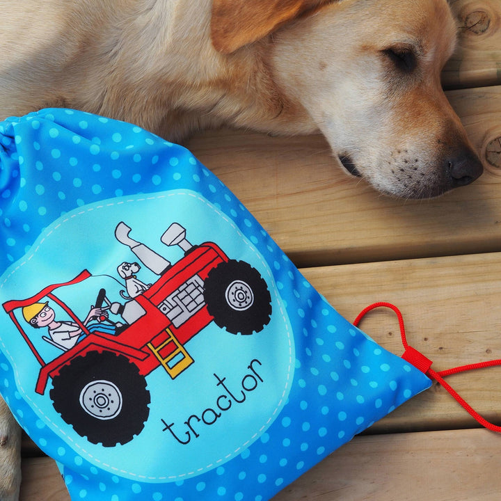 Kids Trucks Waterproof Drawstring Bag - Recycled! - The Glamorous Grub