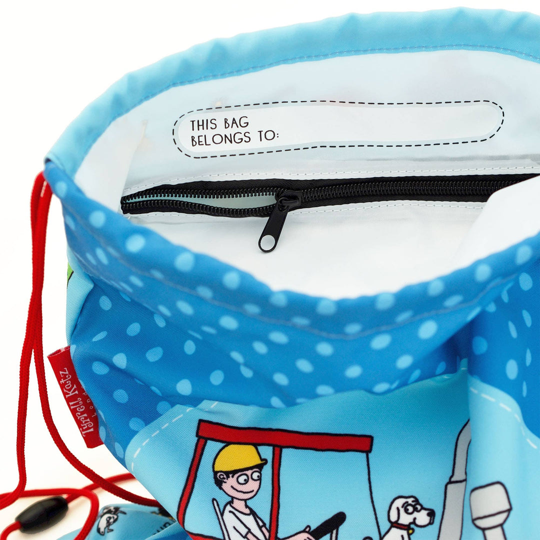 Kids Trucks Waterproof Drawstring Bag - Recycled! - The Glamorous Grub