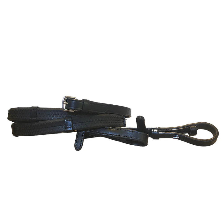 Leather & Rubber Grip Reins (Flat) Black with Silver Fittings - The Glamorous Grub