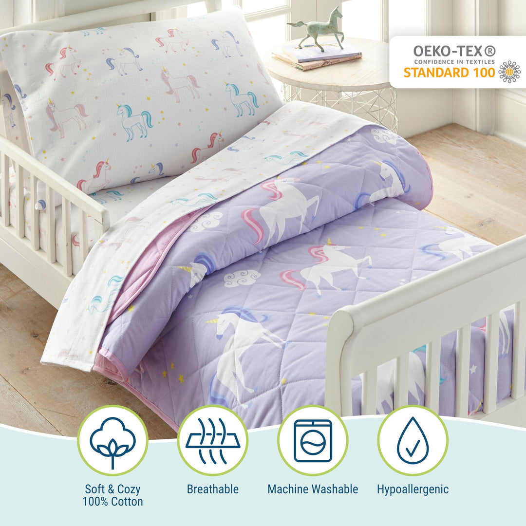 Lilac Unicorn 100% Cotton Bed in a Bag - Toddler - The Glamorous Grub