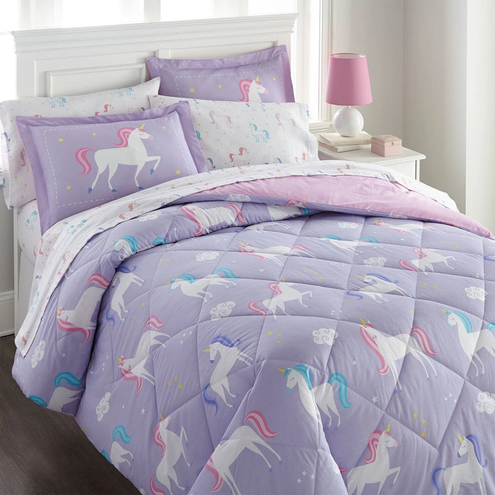 Lilac Unicorn 5 Pc 100% Cotton Bed in A Bag - Single - The Glamorous Grub