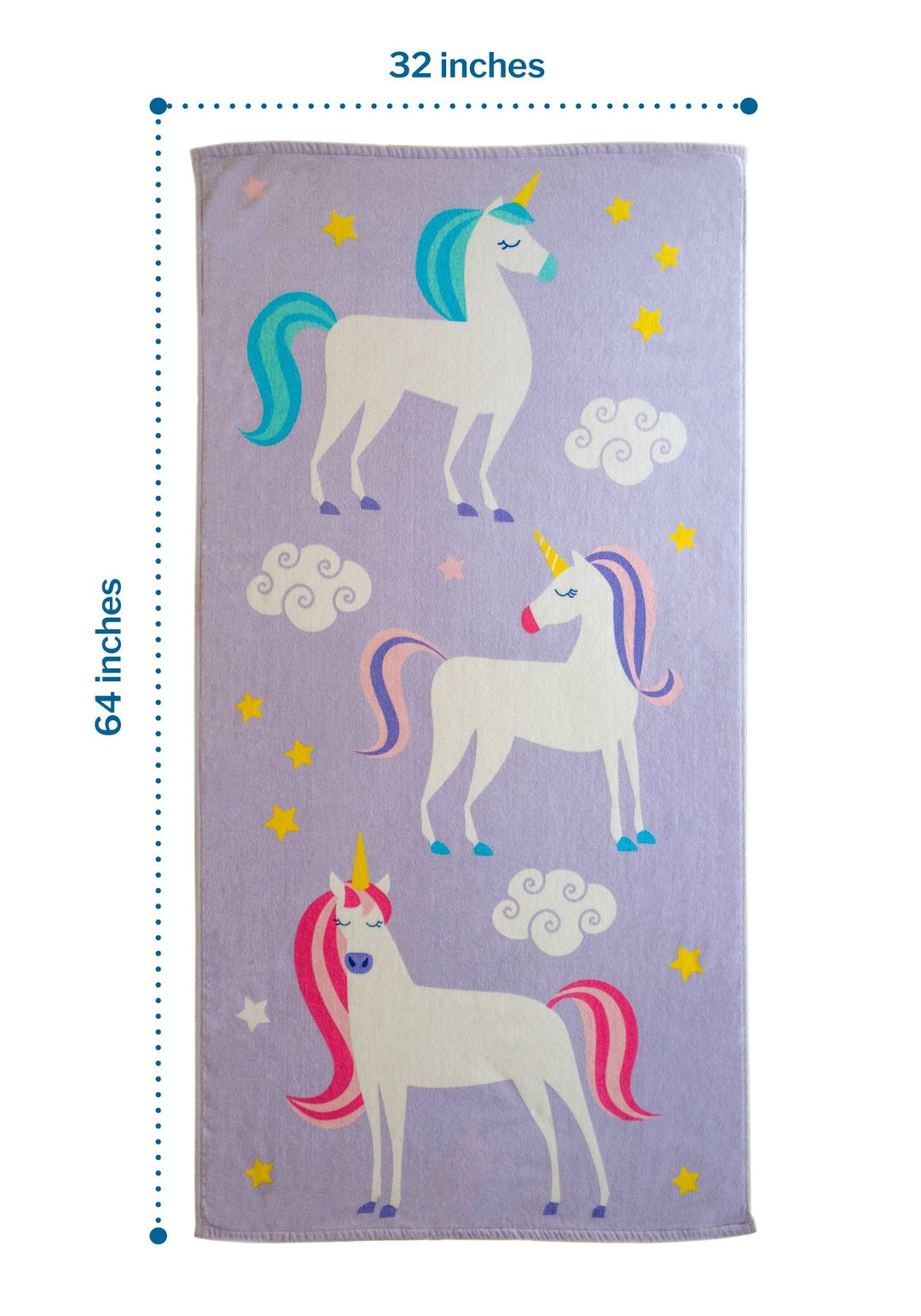 Lilac Unicorns 100% Cotton Beach Towel - The Glamorous Grub