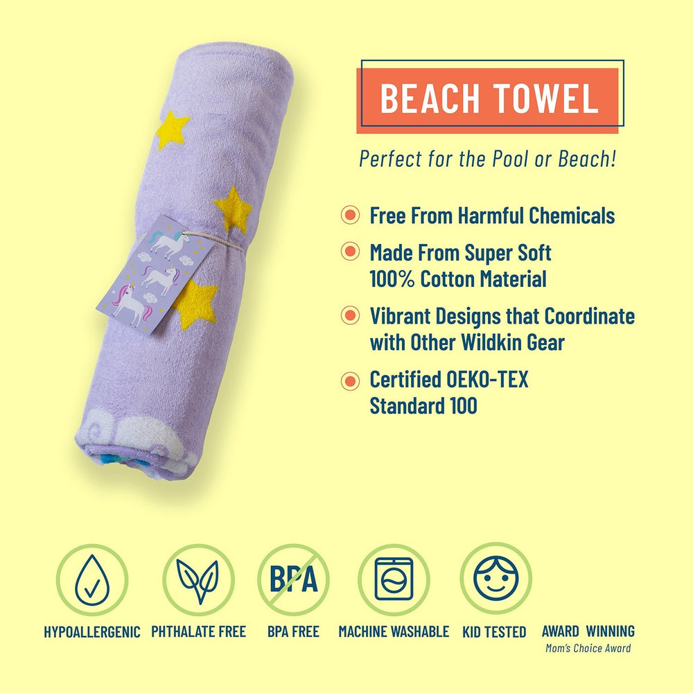 Lilac Unicorns 100% Cotton Beach Towel - The Glamorous Grub
