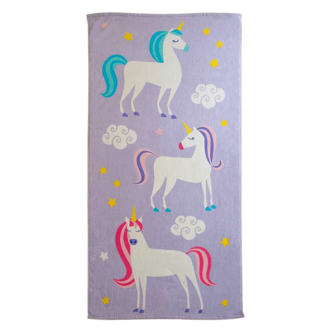 Lilac Unicorns 100% Cotton Beach Towel - The Glamorous Grub