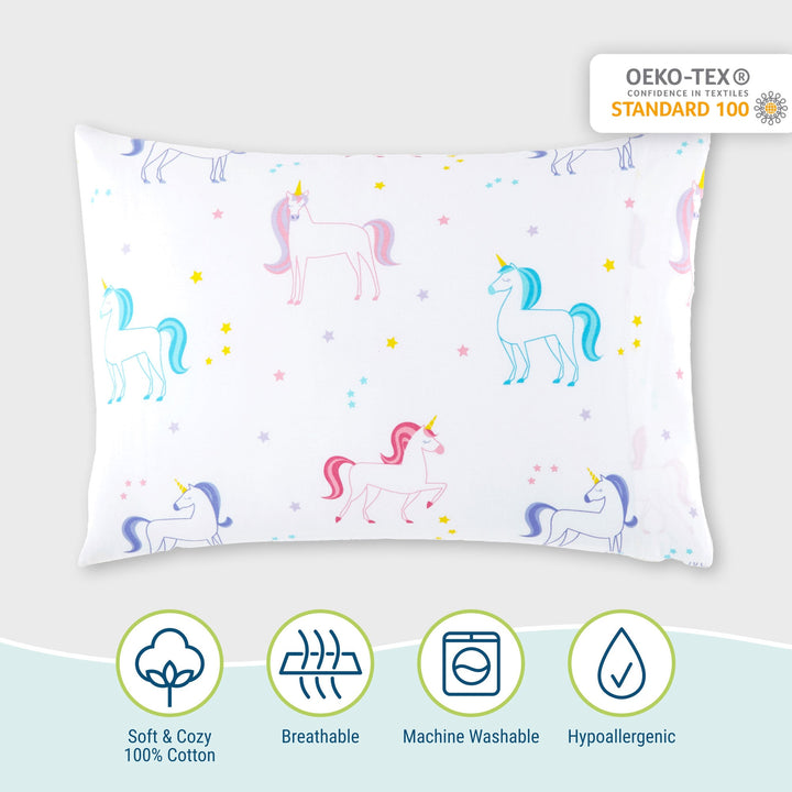 Lilac Unicorns 100% Cotton Hypoallergenic Pillowcase - Toddler - The Glamorous Grub