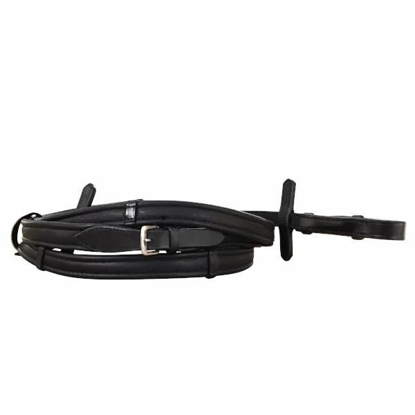 Padded Nappa Leather Reins (Flat) Black with Silver Fittings - The Glamorous Grub