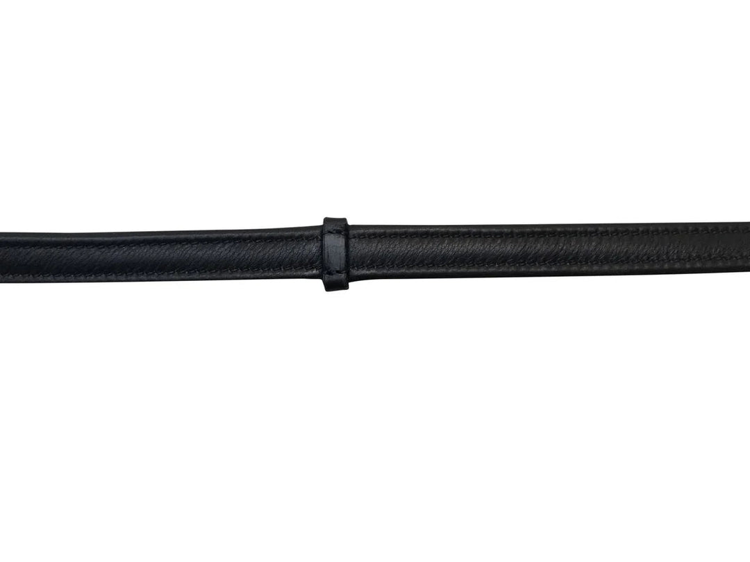 Padded Nappa Leather Reins (Flat) Black with Silver Fittings - The Glamorous Grub