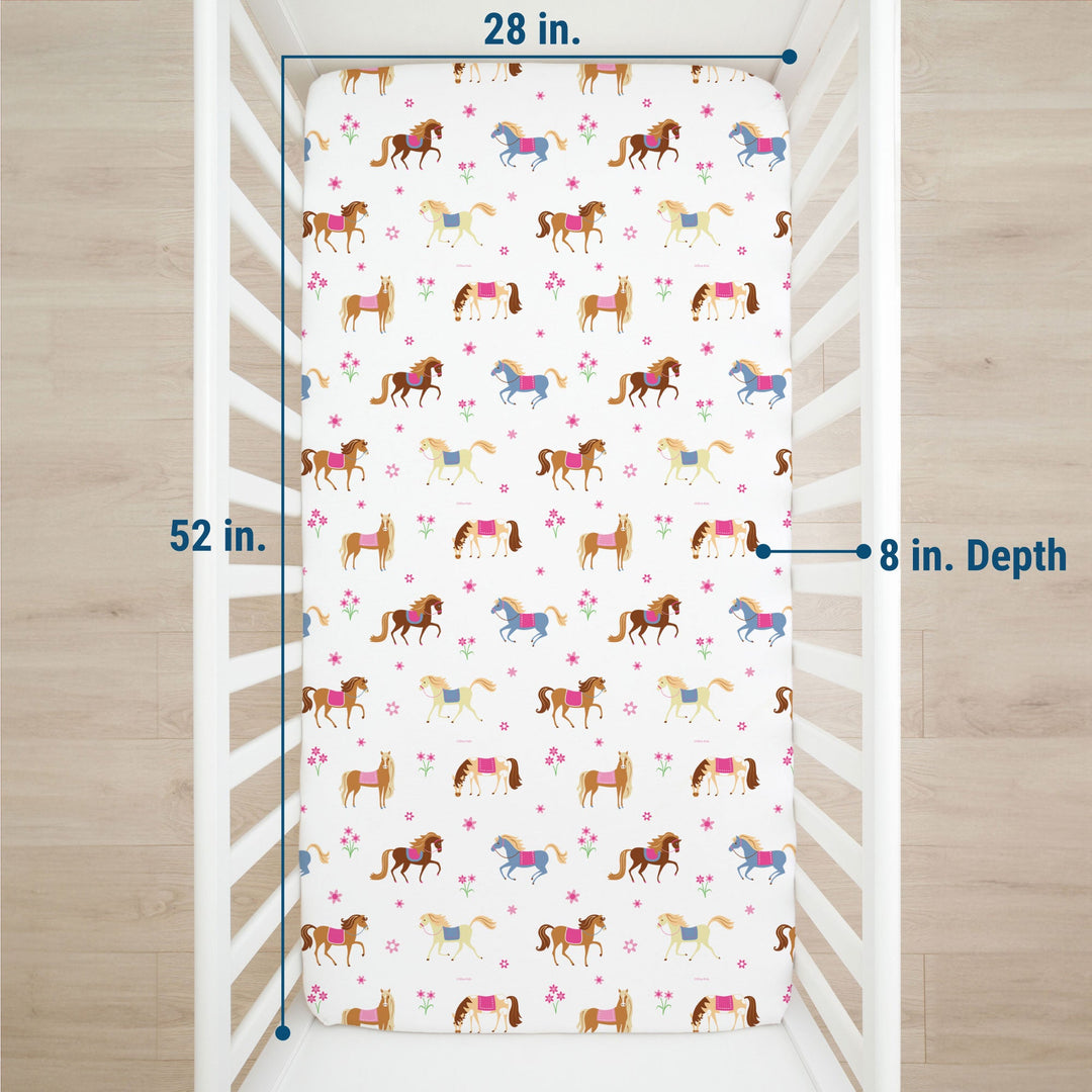 Pink Horses 100% Cotton Fitted Cot Sheet - The Glamorous Grub