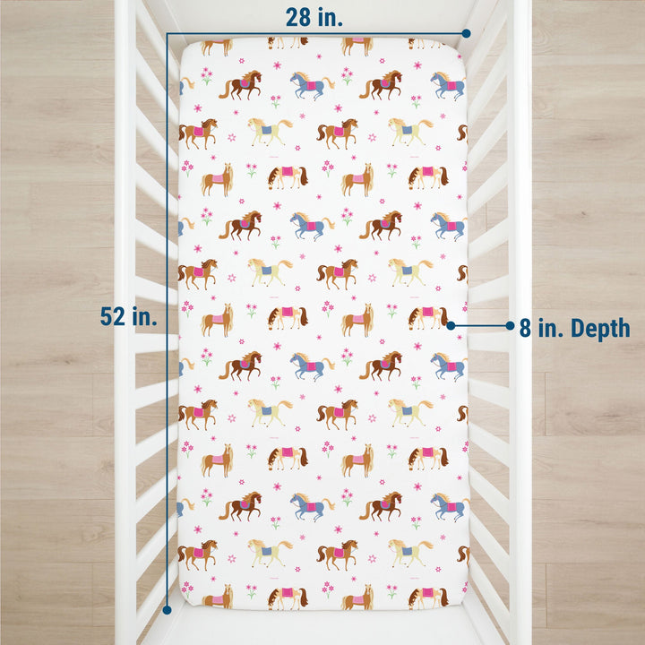 Pink Horses 100% Cotton Fitted Cot Sheet - The Glamorous Grub