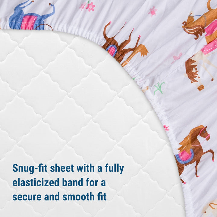 Pink Horses 100% Cotton Fitted Cot Sheet - The Glamorous Grub
