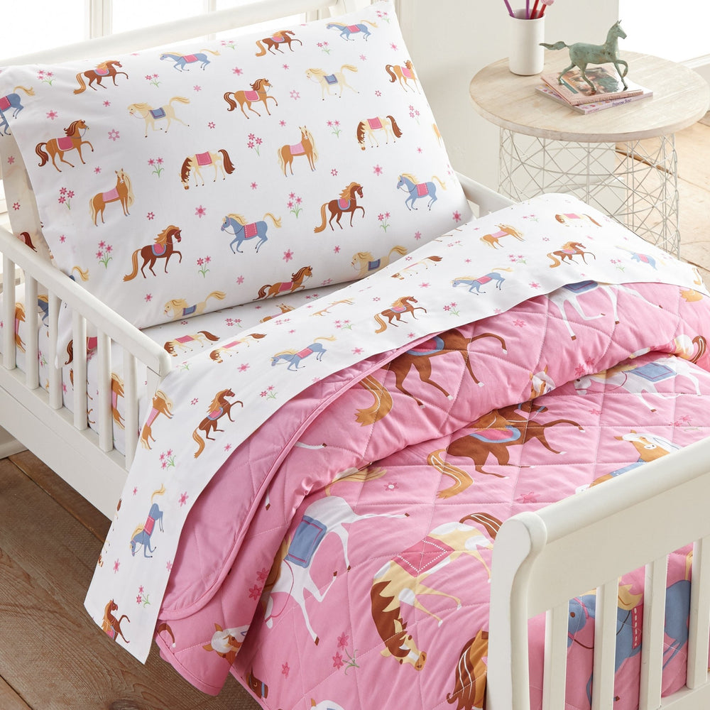 Pink Horses 100% Cotton Hypoallergenic Pillowcase - Toddler - The Glamorous Grub