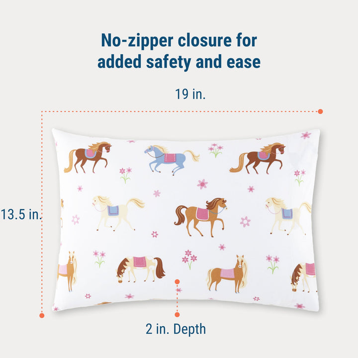 Pink Horses 100% Cotton Hypoallergenic Pillowcase - Toddler - The Glamorous Grub