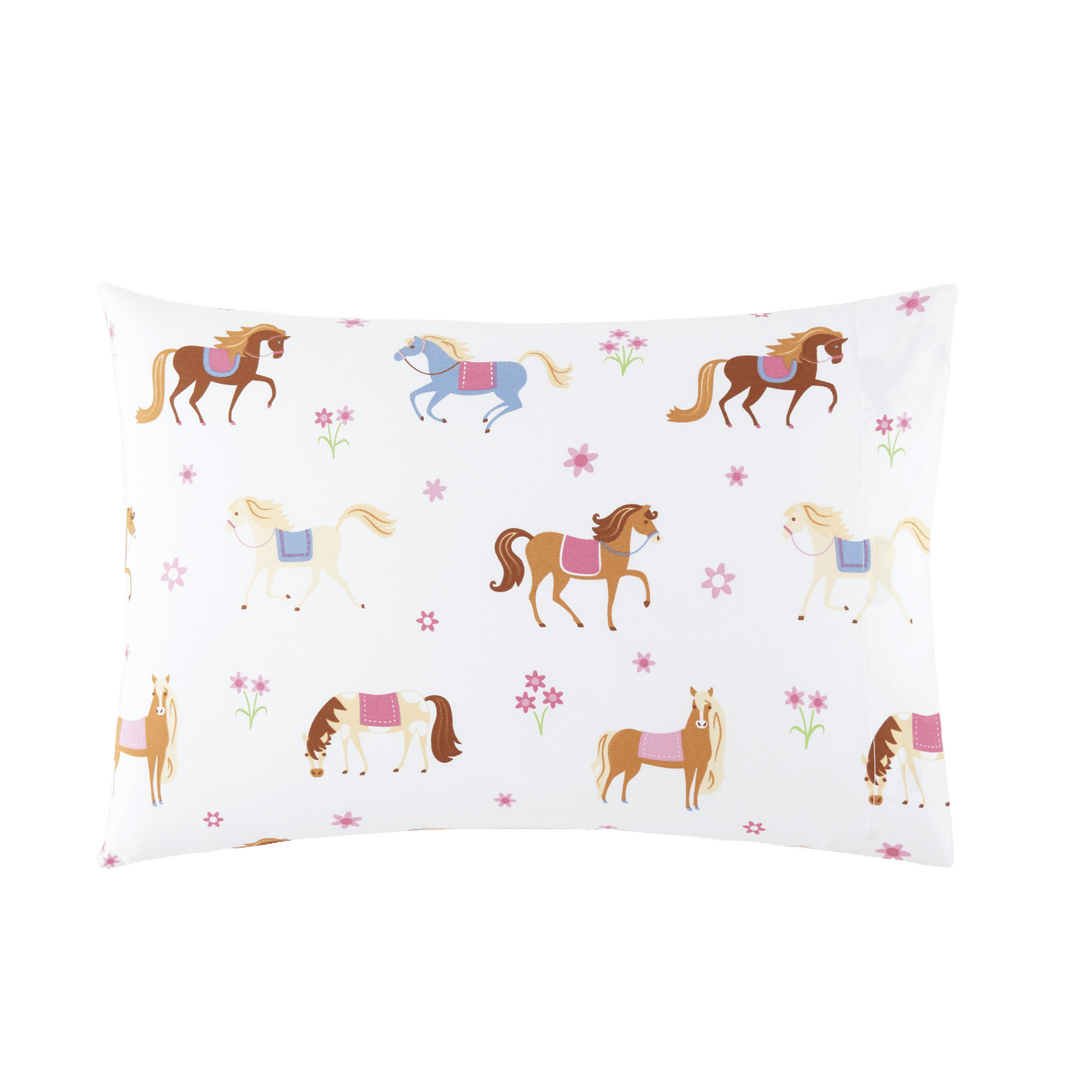 Pink Horses 100% Cotton Hypoallergenic Pillowcase - Toddler - The Glamorous Grub