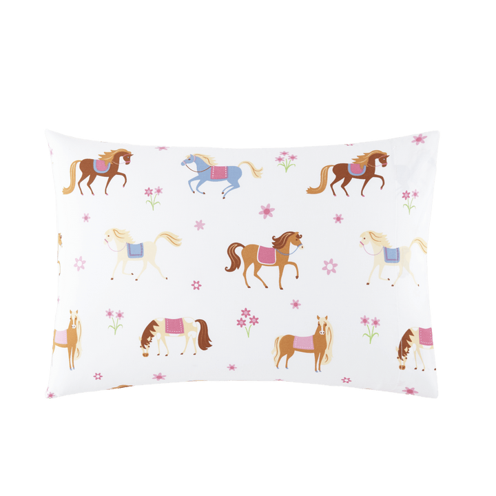 Pink Horses 100% Cotton Hypoallergenic Pillowcase - Toddler - The Glamorous Grub