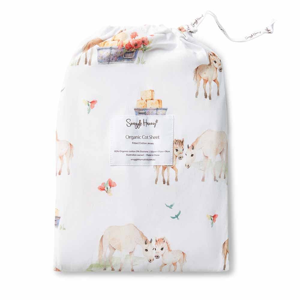 Pony Pals Certified Organic Cotton Fitted Cot Sheet - The Glamorous Grub