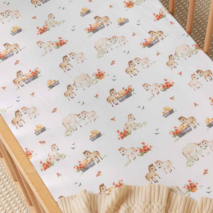 Pony Pals Certified Organic Cotton Fitted Cot Sheet - The Glamorous Grub