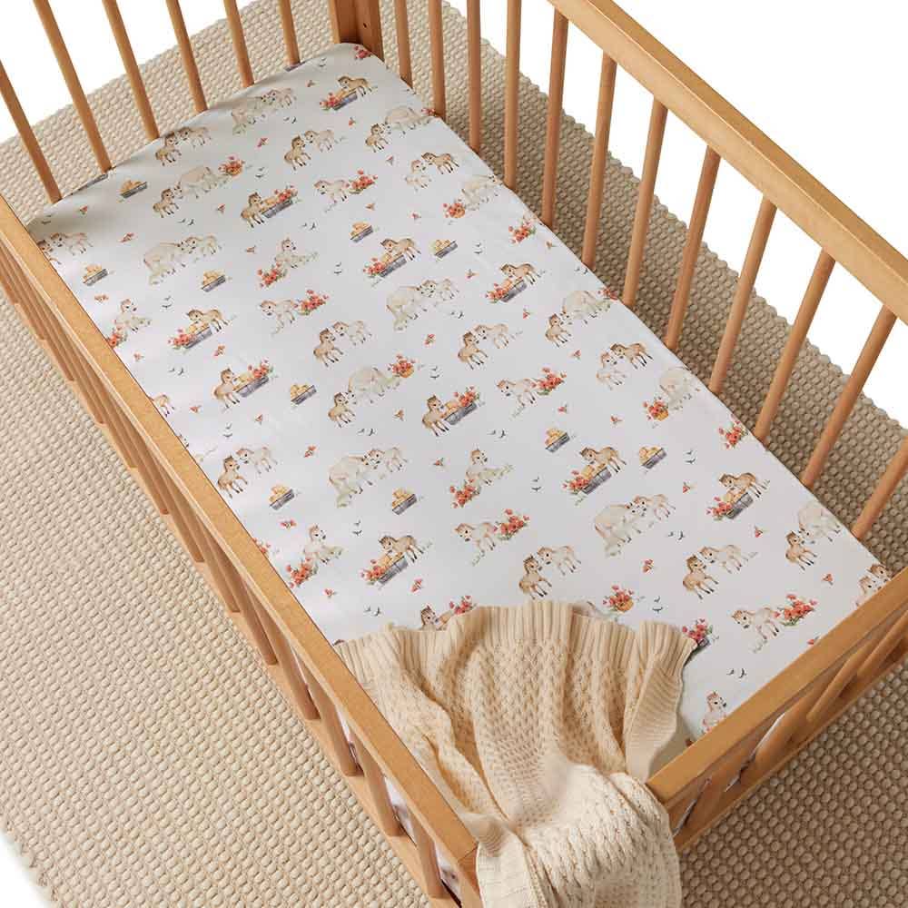 Pony Pals Certified Organic Cotton Fitted Cot Sheet - The Glamorous Grub