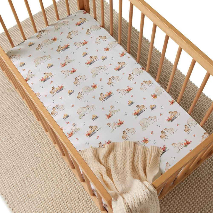 Pony Pals Certified Organic Cotton Fitted Cot Sheet - The Glamorous Grub